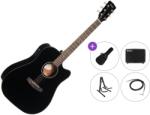 Cort EARTH 60CE Premium SET Black Gloss Chitară electro-acustică Dreadnought