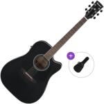 Ibanez AW84CE-WK Basic SET Weathered Black Open Pore Chitară electro-acustică Dreadnought