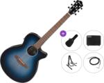 Ibanez AEG50-IBH Premium SET Indigo Blue Burst Chitară electro-acustică Jumbo