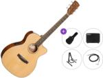 Cort L60CE Premium SET Natural Lucios Chitară electro-acustică Jumbo