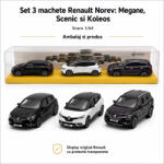 NOREV Set 3 machete Renault Megane, Scenic si Koleos, varianta C, display original Renault, scara 1: 64, Norev (2227-C)