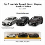 NOREV Set 3 machete Renault Megane, Scenic si Koleos, varianta B, display original Renault, scara 1: 64, Norev (2227-B)