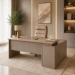  Masa Birou Directorial YD331D16, Bej 3101, 160x140cm, Extensie Laterala Reversibila, PAL+MDF