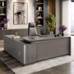  Masa Birou Directorial YD308D18, Gri 1801, 180x160cm, Extensie Laterala Reversibila, PAL+MDF