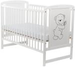 BabyNeeds Patut din lemn bebe, 120x60 cm, Din lemn de pin si mdf, Stabil si rezistent, Inaltime saltea reglabila pe 3 nivele, Laterala cu 3 bete detasabile, EN716-1, EN716-2, Alb, Babyneeds, Timmi (BOTIM01AL)