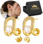 Panda Luxury Jewellery Arany Fülbevaló Ezüst 925 Női Gyöngy Strassz Ajándék Feleségnek (Biżuteria dla dziewczyny mamy żony córki)