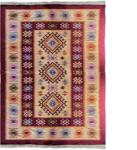Kotonia Home Covor tesut - Decor traditional, 80x300 cm, fond bordo si nuante de crem - 07 (124360-80300) Covor