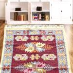 Kotonia Home Covor tesut - Decor traditional, 60x90 cm, fond bordo si nuante de crem - 011 (124392-6090) Covor
