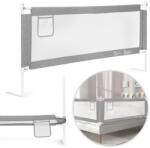 ECOTOYS Leesésgátló ágykorlát, ECOTOYS SG-030B-GY, szürke/fehér, 180 x 61-92 cm, acél váz, légáteresztő háló, biztonsági zár, leengedhető, zsebes tároló, állítható magasság (TF3853)