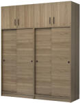 TopMebel Четирикрилен гардероб Regio TopMebel с плъзгащи врати в цвят орех 200x60x240cm