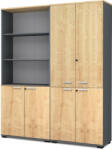 TopMebel Офис библиотека Venturo TopMebel от меламин с врати в цвят антрацит - дъб 160x40x200cm - topmebel - 685,64 лв