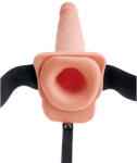  Felköthető ejakuláló dildó 19 cm - 7" Squirting Hollow Strap-on Light/Black