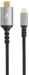 AVAX Kábel, USB-C/HDMI 2.0, fonott, 1, 5 m, AVAX AV9021, fekete-alumínium (AXAV9021) (AXAV9021)