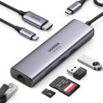 UGREEN Adaptor multifunctional 6in1 UGREEN CM512, USB-C, 3x USB-A 3.0, HDMI, RJ45 LAN, USB-C PD, 4K la 30 Hz, Gri (CM512)