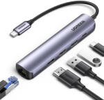 UGREEN Statie de andocare 5in1 UGREEN CM418, PD 100 W, USB-C catre 1xUSB-C (PD)/2xUSB-A/1xHDMI/RJ45, 4K la 30 fps, Gri (10919)