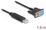 Delock Adaptor USB 2.0 serial RS-232 Sub-D 9 pini mamă, carcasă compactă cu șuruburi, 1, 8 m (67382)