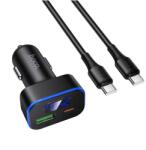 hoco. Z63B autós töltő Type-C+USB 60W PD gyorstöltő LED kijelző + Type-C kábel fekete (Z63B)