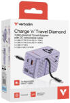 Verbatim Charger Travel 70w 2c Retractable Universal Travel Adapter Purple