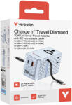 Verbatim Charger Travel 70w 2c Retractable Universal Travel Adapter Blue