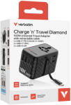 Verbatim Charger Travel 100w Universal Travel Adapter With Retractable Cable Black