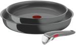Tefal Set de 3 piese Tefal Ingenio Renew L2609502, tigaie de 24/28 cm, mâner detașabil, înveliș antiaderent, indicator Thermo-Signal, gri (L2609502)