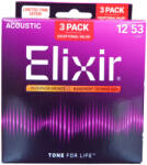 Elixir Nanoweb Ph/Bronze 12-53 3 Pack - Pachet 3 seturi corzi chitara acustica (3313216569)