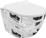 Mexen Lena Rimless WC csésze lecsapódásmentes Slim ülőkével, duroplast, fehér minta - 30224099 (30224099)