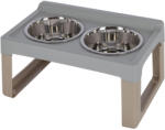 Kerbl Etető-itató állvány - 2x1000 ml, szürke/szürkésbarna, 41x26x20 cm