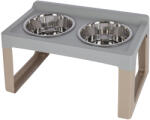 Kerbl Etető-itató állvány - 2x2000 ml, szürke/szürkésbarna, 57x35x30 cm