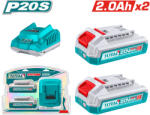 TOTAL Set acumulatori si incarcator TOTAL Industrial 20V 2Ah 3 piese