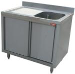 DIAMOND Masa inox DIAMOND L1411S-AS, chiuveta 1rezervor 600x500xh275, dulap cu 2 usi glisante Chiuveta