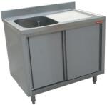 DIAMOND Masa inox DIAMOND L1411D-AS, chiuveta 1rezervor 600x500xh275, dulap cu 2 usi glisante (L1411D-AS)