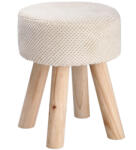 AdTrend Taburet catifea crem lemn natur 28, 5 x 34, 5 cm (100543A)