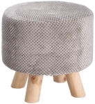 AdTrend Taburet catifea gri lemn natur 28, 5 x 27, 5 cm (100542B)