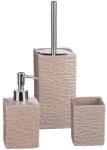  Set baie dispenser sapun, pahar periute dinti, perie toaleta ceramica maro (66376B)
