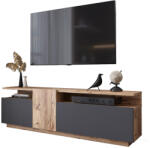 FDY Comoda TV Eloria, culoare sonoma-antracit, 150 x 29.5 x 46.3 cm