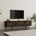FDY Comoda TV Trida, culoare nuc-antracit, 160 x 35 x 45 cm