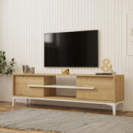 FDY Comoda TV Eslora, culoare natural-alb, 160 x 34.6 x 45 cm