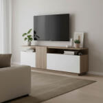 FDY Comoda TV Vendora, culoare sonoma-alb, 150 x 29.5 x 46.3 cm