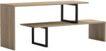 FDY Comoda TV Lilara din melamina, culoare sonoma, cu picioare metalice negre, 160 x 30 x 45 cm