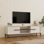 FDY Comoda TV Eslora, culoare alb-nuc, 160 x 34.6 x 45 cm