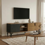 FDY Comoda TV Riba, aspect nuc-marmura neagra, 180 x 34 x 51 cm