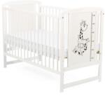 BabyNeeds Patut din lemn bebe, 120x60 cm, Din lemn de pin si mdf, Stabil si rezistent, Inaltime saltea reglabila pe 3 nivele, Laterala cu 3 bete detasabile, EN716-1, EN716-2, Alb, Babyneeds, Timmi Girafa (BOTIM