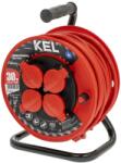 kel Prelungitor alimentare 3x1, 5mm2 bobinat cu 4 prize KEL, roșu (W-98693)