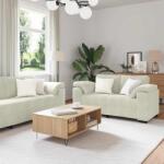 vidaXL Set de canapele cu perne, 3 piese, crem, catifea GartenMobel Dekor (3324675) Canapea