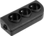 ElgoTech Priză electrică 3x 230V neagră GN-30-2 (L-URZ3273)