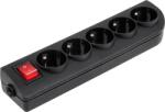 ElgoTech Priză electrică 5x 230V neagră cu întrerupător GN-50W-2 (L-URZ3281)