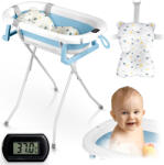 Ricokids Cadă pliabilă pentru copii și bebeluși cu suport, termometru și inserție Ricokids RK-287 alb-albastră (J-728720)