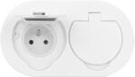 ORNO Priză dublă ermetică, montare la nivel, ovală, IP55, 2x2P+E(Franțuzească), albă (O-OR-GM-9046_W)