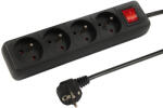  Prelungitor 4 prize cu comutator 1, 5m negru (98-766-)